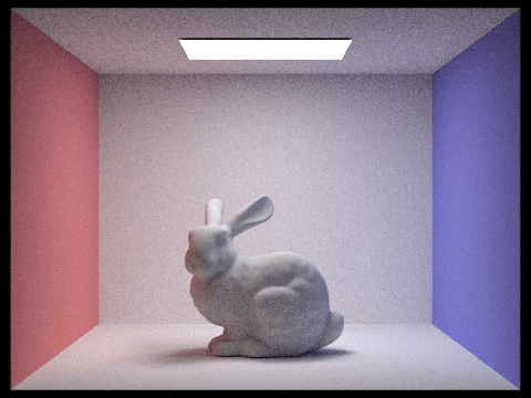 Bunny scene with 100 bounces of light