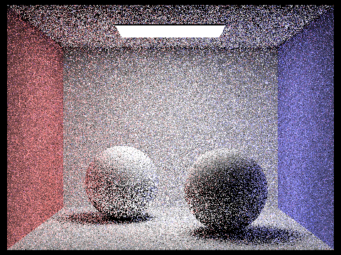 Sphere scene with 1 sample-per-pixel rate